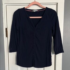 Boden Navy Blue Fitted 3/4 Sleeve Button Down Shirt, size 2R